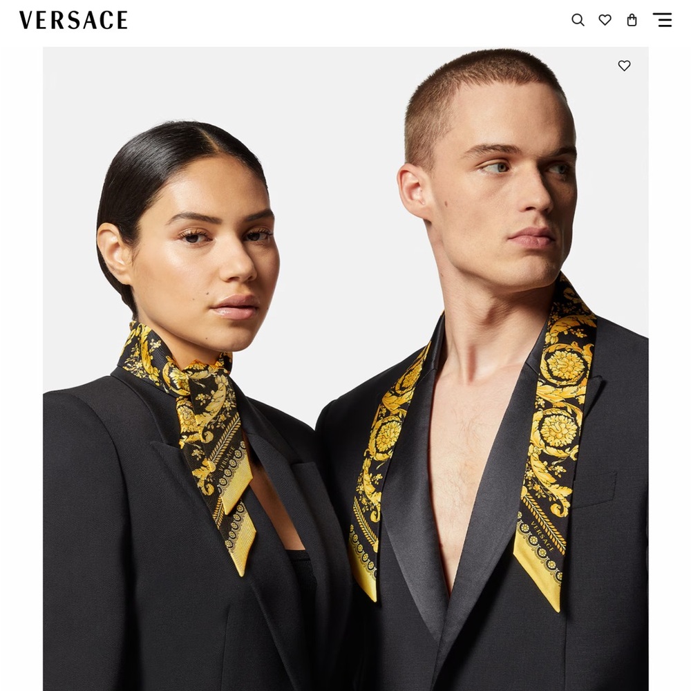 Versace Baroque Black and Gold Silk Tie.